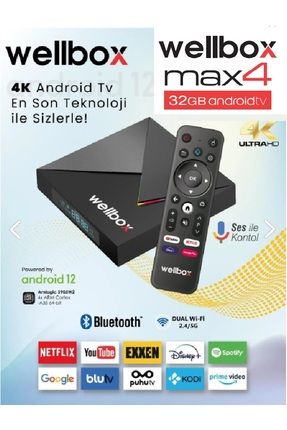 4k Ip Max4 Tv Box Dahili Wifi Destekli Ultra 4k Free Ip Yayın Uydu Alıcı Kumandadan Sesli Komut