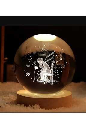 Çocuklar Için 3D Kristal Cam Küre, Ahşap Soketli Gece Lambası,Led, Gece Lambası,Harika Bir Hediye