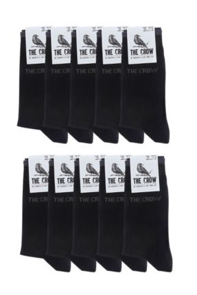 10 Çift Düz Siyah Pamuklu Soket Erkek Çorap