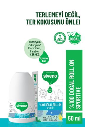 %100 Doğal Roll-on Sportif Sporcu Deodorant Ter Kokusu Önleyici Bitkisel Lekesiz Vegan 50 ml
