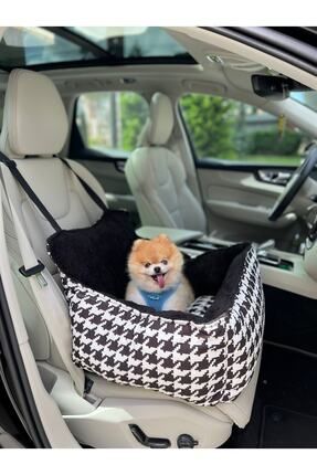 Taşınabilir Köpek Oto Araba Koltuğu Yatağı 50x50cm Siyah Beyaz Kazayağı