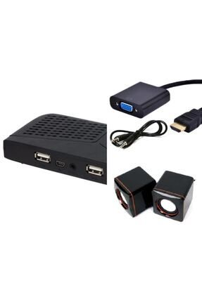 Monitörü Tv Yapma Aparatı HD Uydu HDMI VGA 3'lü Çevirici Taşınabilir Hoparlör Set