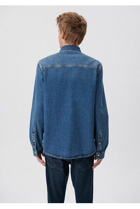 Mavi Parker All Blue Koyu Jean Gömlek Oversize / Geniş Kesim