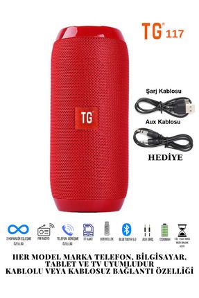 T&g 117 Bluetooth Hoparlör Kablosuz Taşınabilir Ses Bombası Extra Bass Kırmızı