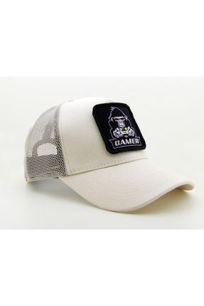 Trucker (NAKIŞ) Gamer Monkey Logolu Unisex Beyaz Şapka (CAP)