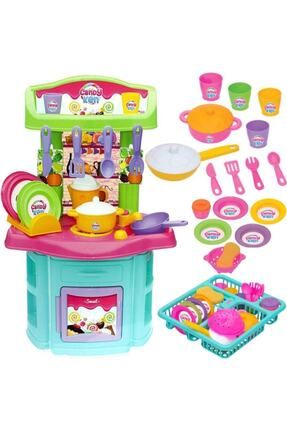 Candy Oyuncak Büyük Boy Mutfak Seti + Candy Bulaşıklık Kız Çocuk Oyuncak Mutfak Set Depomiks