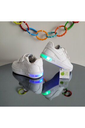 Rahat Hafif Yumuşak Unisex Cırt Cırtlı Işıklı Çocuk Sneaker Spor Ayakkabı