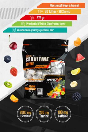 Extreme Synergy Carnitine Toffee / Mevsim Meyveleri Aromalı / 60 Adet L-carnitine Toffee / 30 Servis