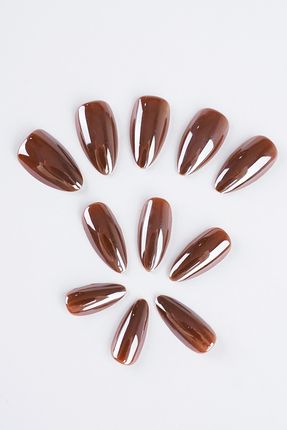 Takma Tırnak Seti & Zararsız Yapıştırıcı, Glazed Chocolate Donut Hailey Bieber