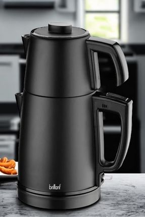 Matte Black 30 Bardaklık 2200 Watt Geniş Hazneli Paslanmaz Çelik Çay Makinesi Ve Su Isıtıcısı