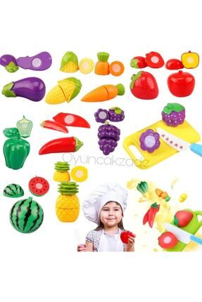 Oyuncak Sebze Meyve Kesme Oyunu 24 Parça Set Evcilik Oyuncakları Kız & Erkek Çocuk Oyuncakları