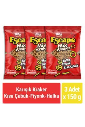 Bifa Escape Mix Kraker Kısa Çubuk - Fiyonk - Halka 150 gr x 3 Adet