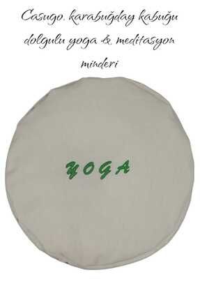 Yoga Minderi Meditasyon Minderi - Karabuğday Kabuğu Dolgulu Yeşil Baskılı