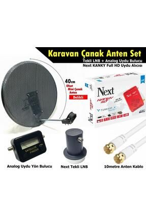 Antenci 40cm Delikli Karavan Çanak Anten Seti +Next HD Uydu Alıcısı +Analog Uydu Bulucu