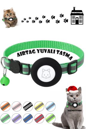 Airtag Yuvalı Kedi Ve Köpek Tasması Kilitli Güvenlik Aparatı Airtag Kılıfı ve Zil Boyun Tasması GPS