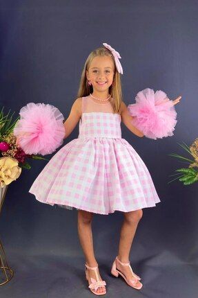 Barbie Ponponlu 23 Nisan Doğum günü Elbisesi Çocuk Abiyesi ABY458