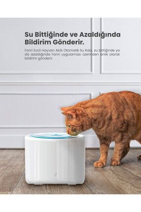 Evcil Hayvan Akıllı Otomatik Su Kabı, 2 Litre, Kedi Köpek Su Pınarı, Uzaktan, Sesli Kontrol