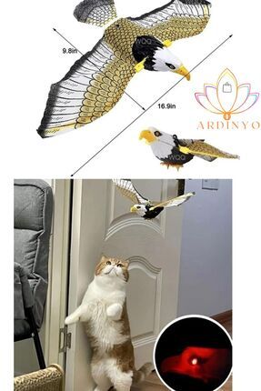 Işıklı Hareketli Sesli Uçan Kartal Kedi Oyuncağı, Sabitlenebilir İnteraktif Kuş Kedi Oyuncağı
