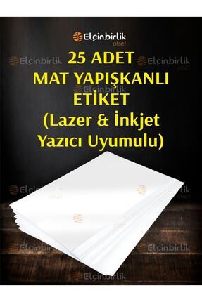 25li Kartuşlu Mürekkepli Tüm Yazıcılara Uygun Yapışkanlı Mat Kuşe Etiket Yapışkan