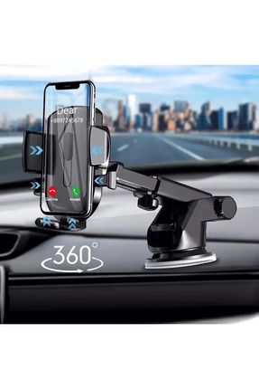 Otomatik Klipsli Araba Telefon Tutucu Ayarlanabilir Cam Ve Torpido Için Kulaklık Hediyeli