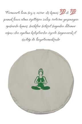 Yoga Minderi Meditasyon Minderi - Karabuğday Kabuğu Dolgulu Yeşil Yogi Baskılı