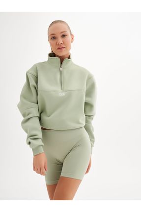 Infinity Collection Kadın Mint Yarım Fermuarlı Sweatshirt
