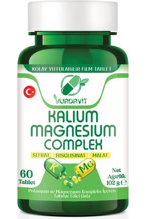 Kalıum Magnesıum Complex 60 Tablet Potasyum Magnezyum Sitrat Malat Bisglisinat Kompleks.