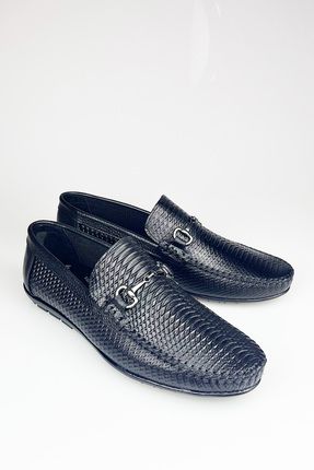 Hakiki Deri Siyah Rahat Erkek Günlük Loafer Ayakkabı