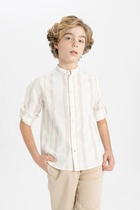 Erkek Çocuk Dik Yaka Uzun Kollu Gömlek B7137a824sm