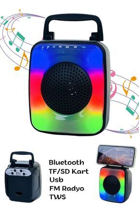 Mini Ses Bombası Rgb Işıklı Bluetooth Hoparlör Telefon Standlı 1200 Mah Pil