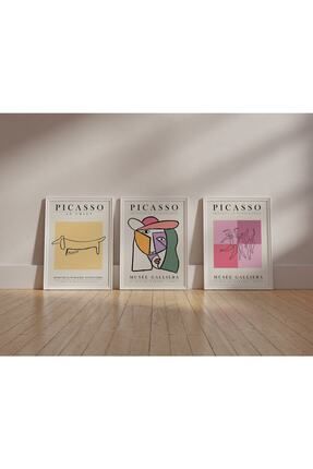 Picasso 3'lü Set Renkli Çerçevesiz Poster Sanatsal Tablo