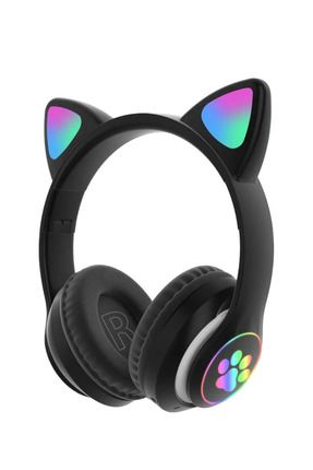 Kablosuz Bluetooth 5.0 Led Işıklı Kedili Kulaklık Hediye ios Android Uyumlu 8d Stereo Hd Ses