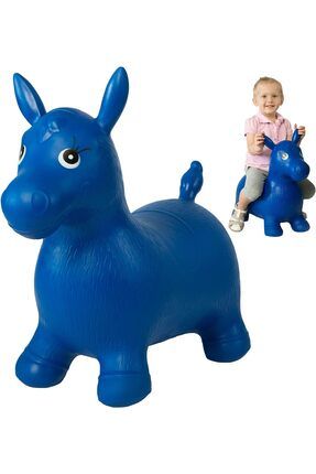 Mavi Şişme Zıp Zıp Hayvanlar Pilates Unicorn, At, Eşek Oyuncak Şişirme Pompası