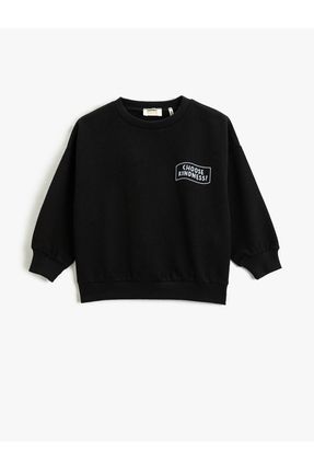 Basic Sweatshirt Baskılı Detaylı Uzun Kollu Bisiklet Yaka