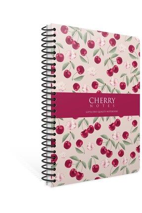 Cherry Spiralli Sert Kapak Defter 17X24 Cm 120 Yaprak 70 Gram Krem Kağıt Kareli