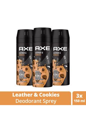 Erkek Sprey Deodorant Leather & Cookies 48 Saat Etkileyeci Koku 150 ml X3 Adet