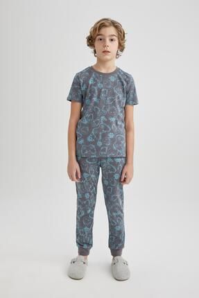 Erkek Çocuk Desenli Kısa Kollu Pijama Takımı B5542a824sp
