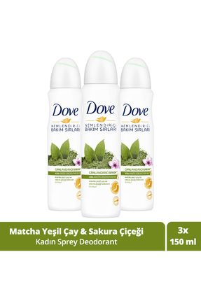Kadın Sprey Deodorant Canlandırıcı Bakım Matcha Yeşil Çay Ve Sakura Çiçeği 150 ml X3 Adet