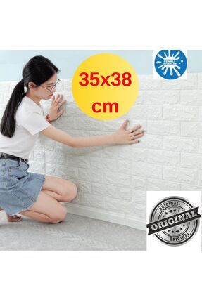 35x38 Cm Kendinden Yapışkanlı Duvar Kağıdı Esnek Köpük Paneli 3d Boyutlu Tuğla Desen Beyaz