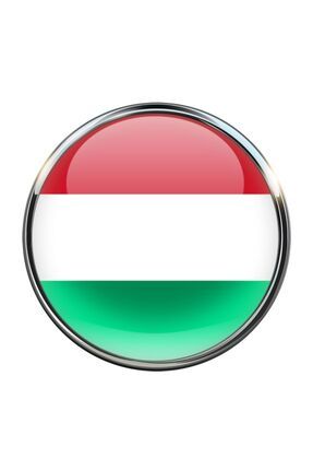 Maceristan Hungary Ülke Bayrağı Paslanmaz Çelik İğneli 3D Yuvarlak Camlı Rozet