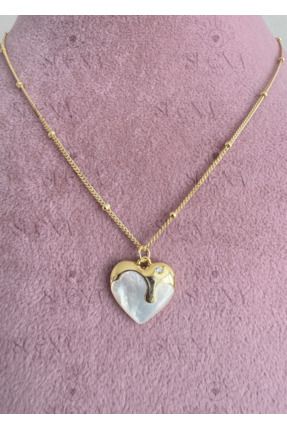 925 Ayar Gümüş Sevgiller Günü Özel Koleksiyonu Sedef Detaylı Kalp Kolye