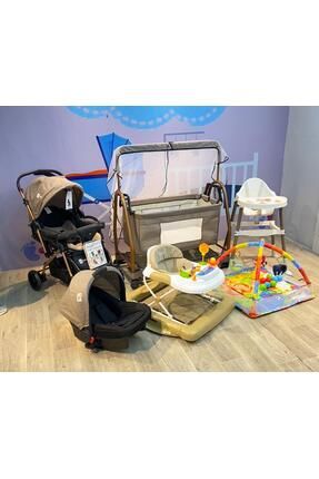 Yeni Doğan Rocco Lüx Çeyiz Seti Bebek Arabası + Puset+Beşik +Yürüteç + Mama Sandalyesi + Oyun Halısı