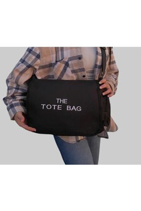 Tote Bag İşlemeli Postacı Çanta Siyah