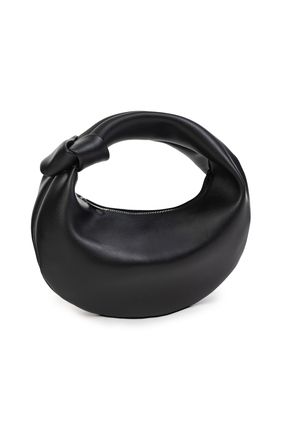Kadın Siyah Mini Baget Düğüm Detaylı Fermuarlı El Çanta