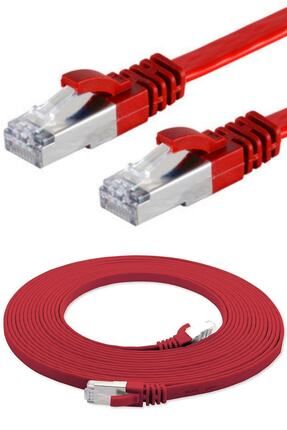 Cat7 Yassı Ftp Ethernet Network Kablosu 2 Metre, Kırmızı