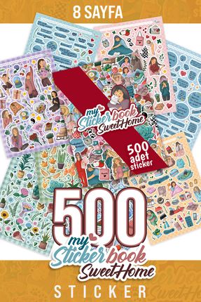 Sweet Home Sticker Set - 500 Adet Etiket - Ajanda, Günlük, Planlayıcı, Bullet Journal , Sticker Book