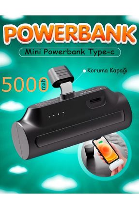 Mini Güç Bankası 5000mah Harici Pil Kablosuz Powerbank Samsung Xiaomi Type-c Taşınabilir Şarj Cihazı