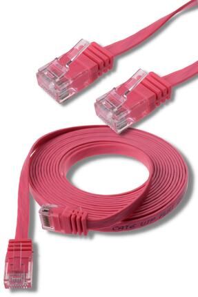 Cat6 Yassı Ethernet Network Lan Internet Kablosu Fuşya 5 Metre