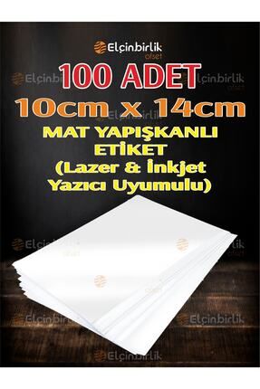10cm X 14 Cm 100 Adet Kartuşlu Mürekkepli Tüm Yazıcılara Uygun Yapışkanlı Mat Kuşe Etiket
