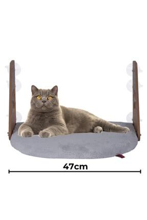 Cam Yatağı Vantuzlu Kedi Cam Yatağı Vantuzlu Yatak Gri